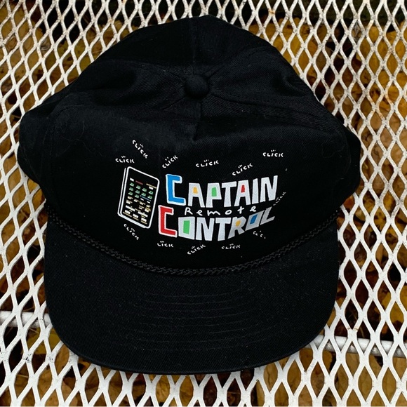 Vintage Black Captain Remote Control Hat Deadstock New Old Stock SnapBack 80s 90